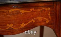 1900s Antique French Louis XV Walnut & Satinwood Inlay Center table / Hall table