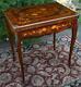 1900s Antique French Louis Xv Walnut And Satinwood Inlaid Flip Top Game Table
