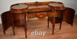 1900s Antique French Louis XVI Satinwood & walnut inlay vanity ladies desk