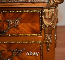 1900s Antique French Louis XVI Walnut applied bronze Writing desk / office Desk