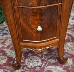1900s Antique pair of French Louis XV carved Walnut Nightstands / bedside tables