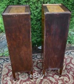 1900s Pair of French Louis XVI Satinwood Marble top bedroom chest Lingerie Stand