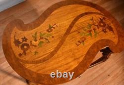 1910 Antique French Louis XV Walnut & Satinwood inlay PAIR side end tables