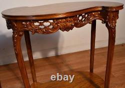 1910 Antique French Louis XV Walnut & Satinwood inlay PAIR side end tables