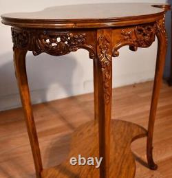 1910 Antique French Louis XV Walnut & Satinwood inlay PAIR side end tables