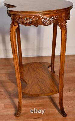 1910 Antique French Louis XV Walnut & Satinwood inlay PAIR side end tables