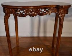 1910 Antique French Louis XV Walnut & Satinwood inlay PAIR side end tables