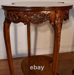 1910 Antique French Louis XV Walnut & Satinwood inlay PAIR side end tables