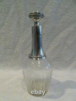 1910 french crystal & sterling silver 8 vodka goblets decanter & tray Louis XVI