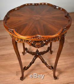 1910s Antique French Louis XV Bookmatched Walnut & burl walnut center side table