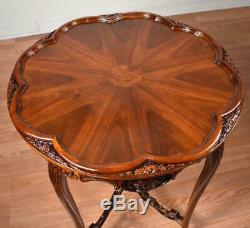 1910s Antique French Louis XV Bookmatched Walnut & burl walnut center side table