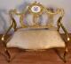 1910s Antique French Louis Xv Fruitwood Gold Gilded Loveseat / New Upholstery