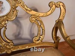 1910s Antique French Louis XV Fruitwood Gold Gilded Loveseat / New Upholstery