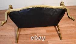 1910s Antique French Louis XV Fruitwood Gold Gilded Loveseat / New Upholstery