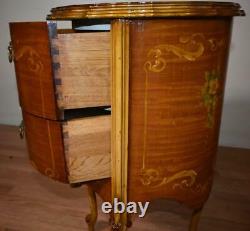 1910s Antique French Louis XV Satinwood hand painted nightstands bedside tables