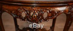 1910s Antique French Louis XV Walnut & Satinwood Floral Inlay small Coffee Table