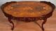 1910s Antique French Louis Xv Walnut & Satinwood Inlay Coffee Table