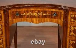 1910s Antique French Louis XV Walnut Satinwood inlaid Kidney shape Vanity / desk