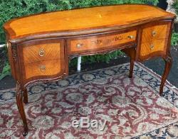 1910s Antique French Louis XV Walnut & Satinwood inlaid Vanity Desk Ladies Desk