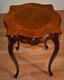 1910s Antique French Louis Xv Walnut & Satinwood Inlay Side Table End Table