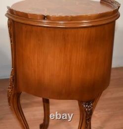 1910s Antique French Louis XV Walnut & Satinwood inlay side tables / End tables