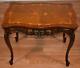 1910s Antique French Louis Xv Walnut & Satinwood Inlay Small Coffee Table