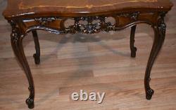 1910s Antique French Louis XV Walnut & Satinwood inlay small Coffee table