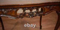 1910s Antique French Louis XV Walnut & Satinwood inlay small Coffee table