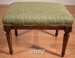 1910s Antique French Louis XVI Walnut Ottoman Footstool / New Upholstery