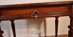 1910s Antique French Louis XVI carved Walnut Sofa table Made in France