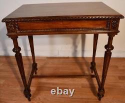 1910s Antique French Louis XVI carved Walnut Sofa table Made in France