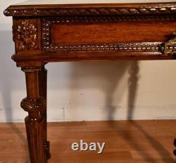 1910s Antique French Louis XVI carved Walnut Sofa table Made in France