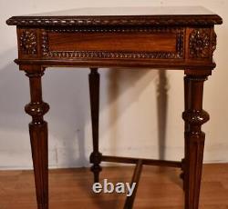 1910s Antique French Louis XVI carved Walnut Sofa table Made in France