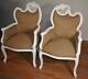 1910s Antique Pair Of Rococo French Louis Xv Fire Side Hand Painted Chairs