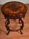 1910s French Louis Xv Carved Walnut And Satinwood Inlaid Side Table