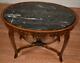 1920 Antique French Louis Xv Walnut & Marble Top Coffee Table / Side Table
