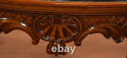 1920 Antique French Louis XV Walnut & Marble top coffee table / side table