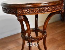 1920 Antique French Louis XV Walnut & Satinwood floral inlay side / end table