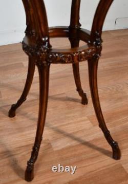 1920 Antique French Louis XV Walnut & Satinwood floral inlay side / end table