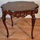 1920 Antique French Louis Xv Walnut Inlay Carved Cherubs Center Table