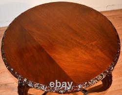 1920 Antique French Louis XV carved Mahogany round center table