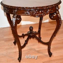 1920 Antique French Louis XV carved Mahogany round center table