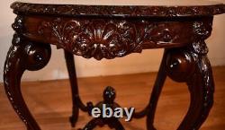 1920 Antique French Louis XV carved Mahogany round center table