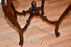 1920 Antique French Louis XV carved Mahogany round center table