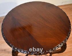 1920 Antique French Louis XV carved Mahogany round center table