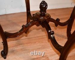 1920 Antique French Louis XV carved Mahogany round center table