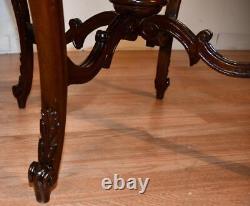 1920 Antique French Louis XV carved Mahogany round center table