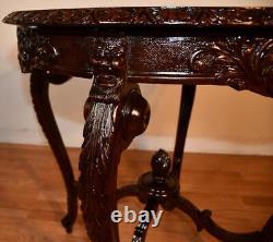 1920 Antique French Louis XV carved Mahogany round center table