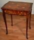 1920s Antique French Louis Xv Walnut & Satinwood Inlay Side Table Pull-out Tray
