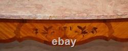 1920s Antique French Louis XV Walnut Satinwood inlay & Marble top coffee table